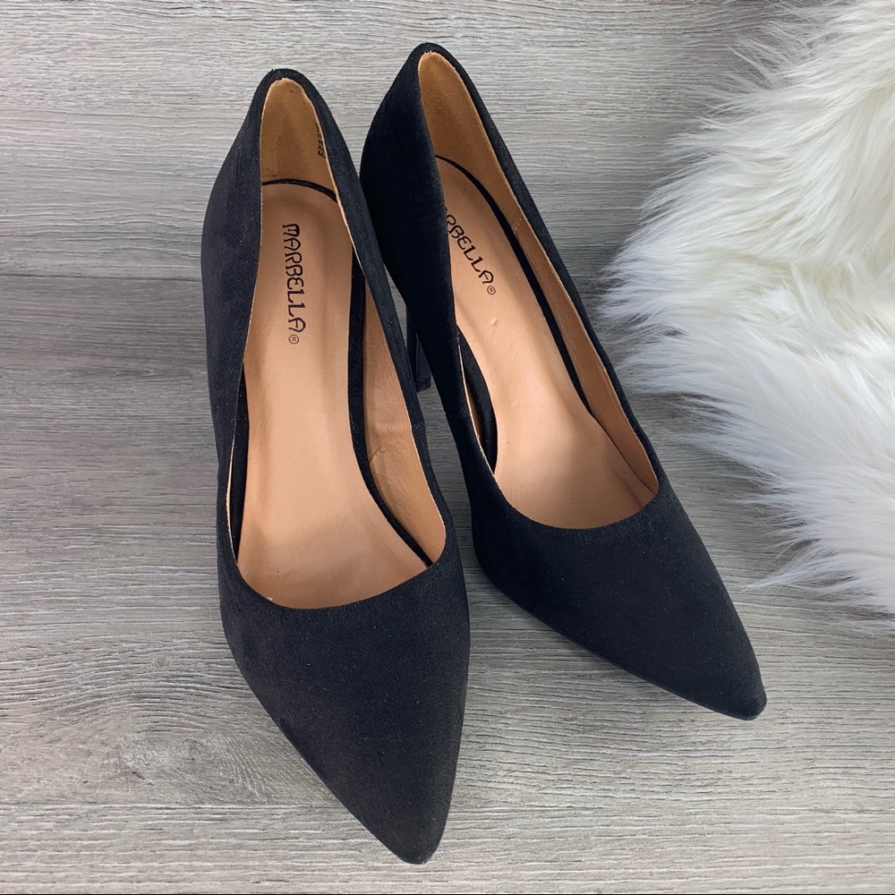 Marbella Suede Black Heels Size 7.5M